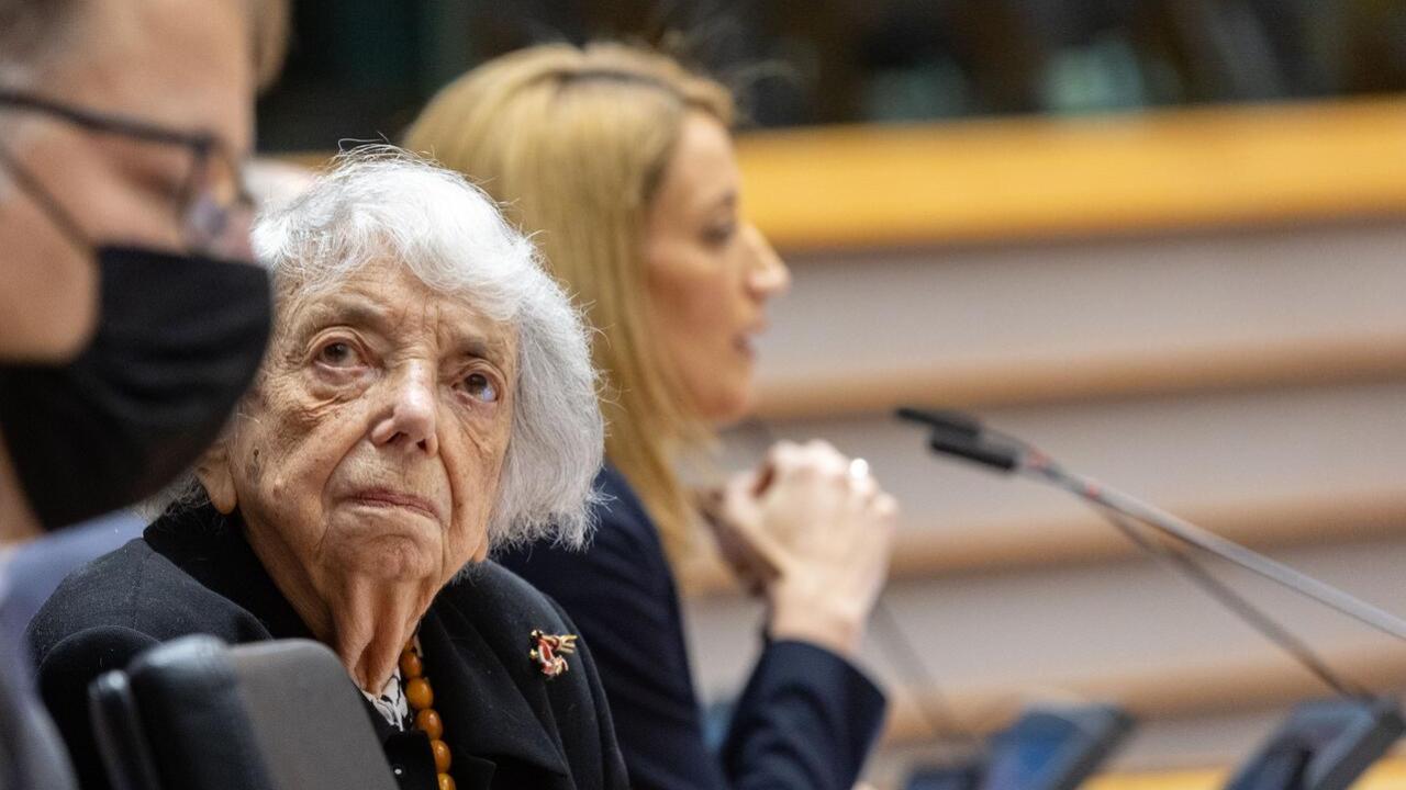 Torsdagen 27 januari 2022: Överlevaren Margot Friedländer, 100 år, talade i Europaparlamentet på minnesdagen av Förintelsen.
