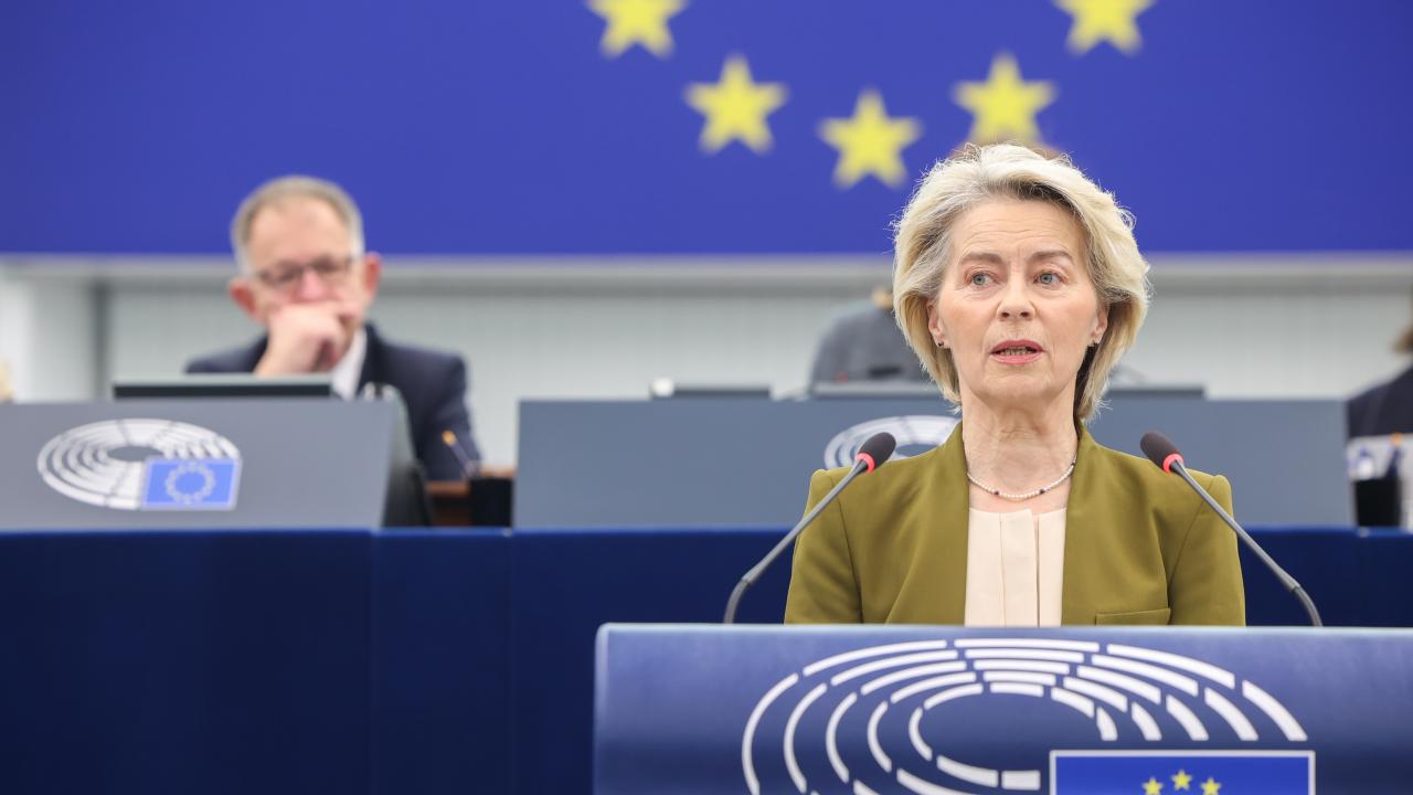 EU-kommissionens ordförande Ursula von der Leyen talade i EU-parlamentet på onsdagen.
