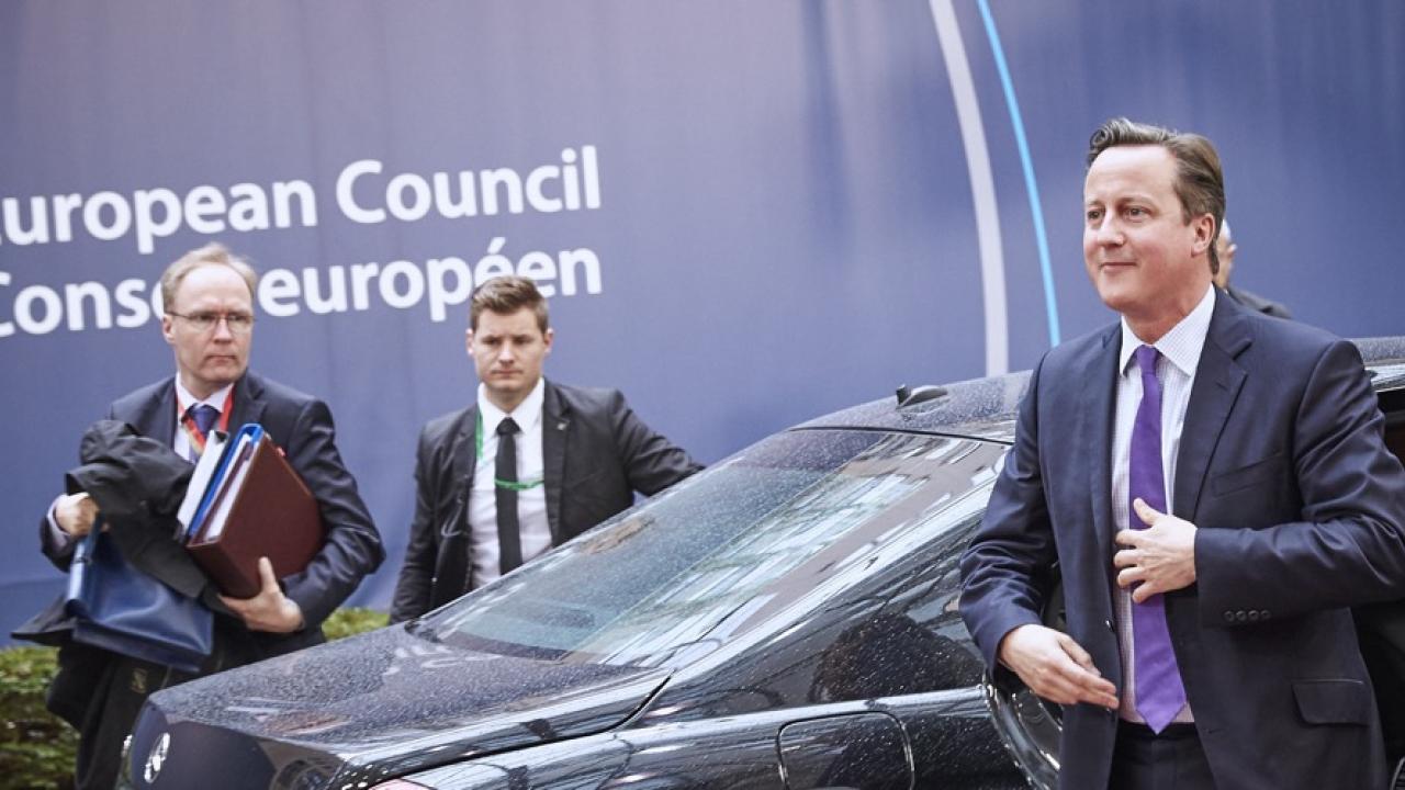 Storbritanniens premiärminister David Cameron på väg in på ett EU-toppmöte i Bryssel. Arkivbild.