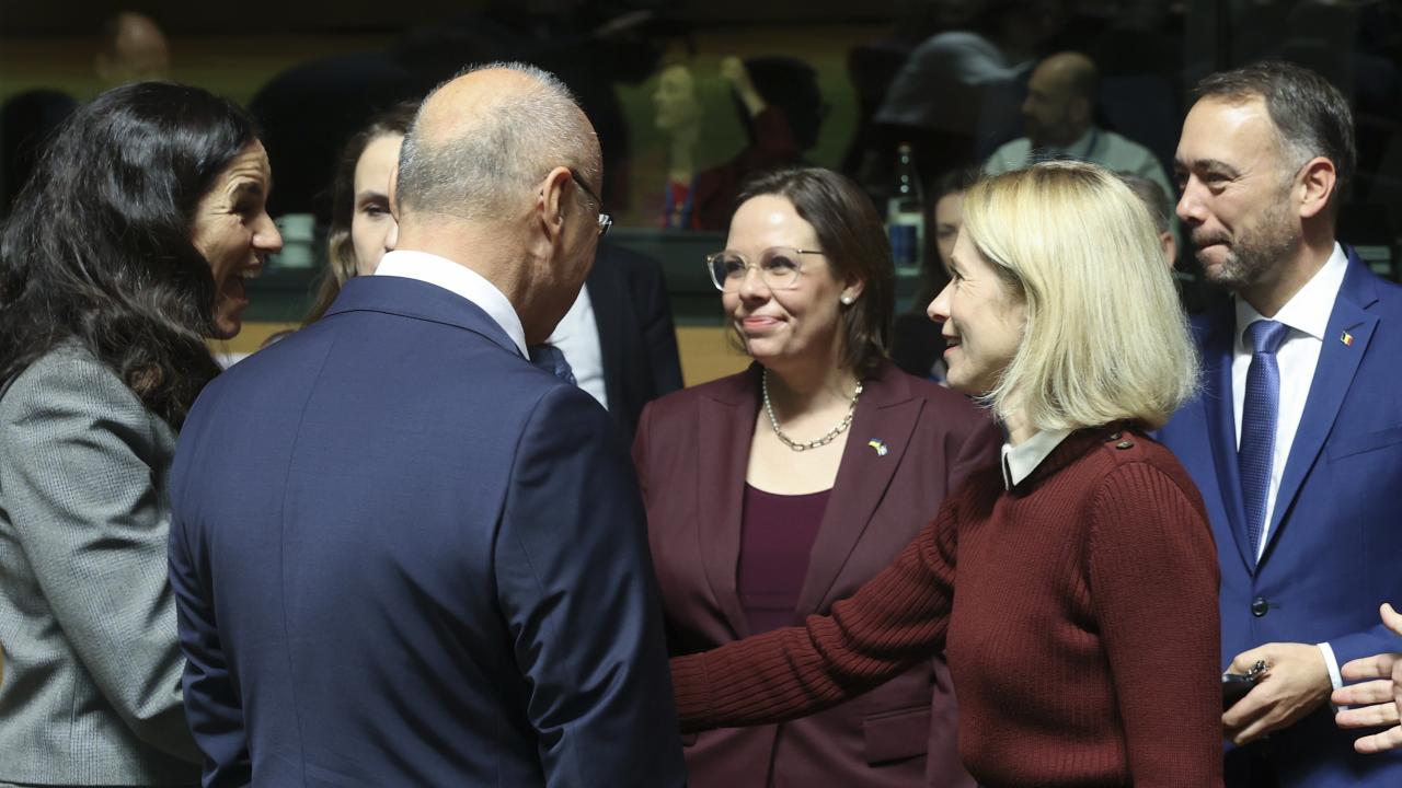 Utrikesminister Maria Malmer Stenergard (M) på måndagens EU-möte i Luxemburg. Arkivbild.