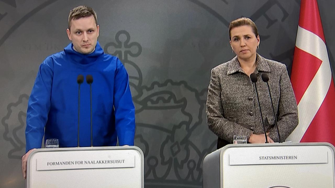 Grönlands regeringschef Jens-Frederik Nielsen och Danmarks statsminister Mette Frederiksen avvisade kategoriskt alla krav på amerikanskt övertagande av Grönland. 