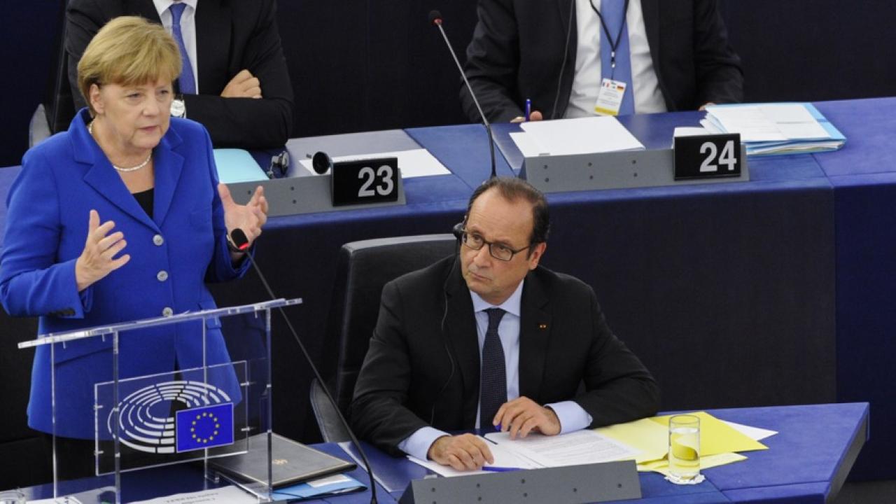 Tysklands förbundskansler Angela Merkel och Frankrikes president François Hollande.
