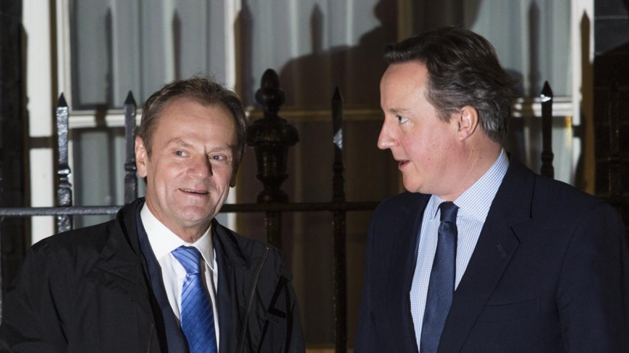 Europeiska rådets ordförande Donald Tusk inför söndagens möte med Storbritanniens premiärminister David Cameron.