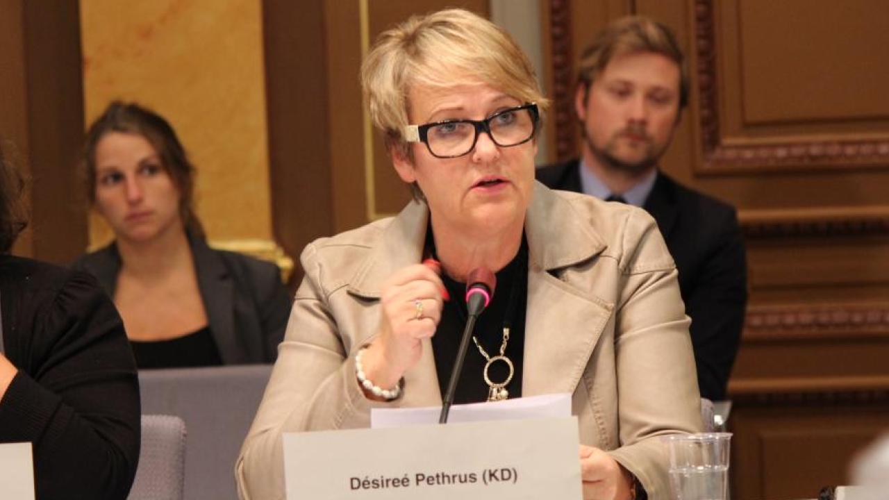Désirée Pethrus (KD) talar i EU-nämnden inför dagens EU-toppmöte.