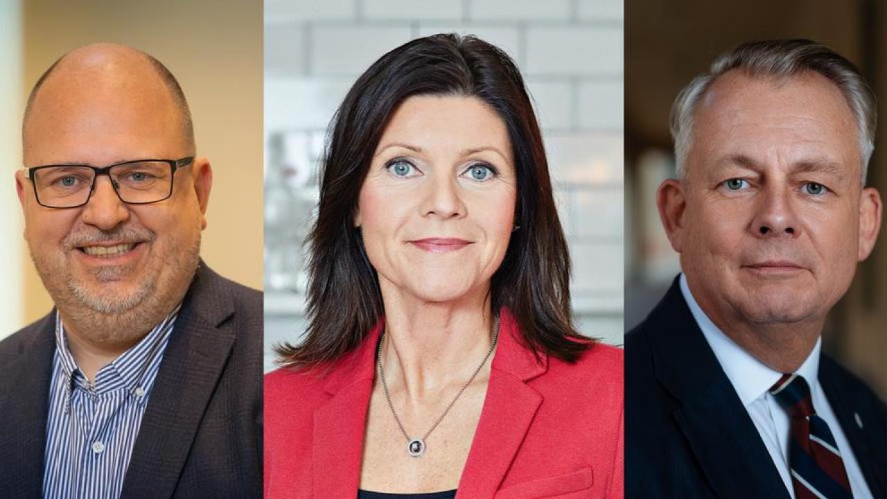 Karl-Petter Thorwaldsson LO, Eva Nordmark TCO och Göran Arrius Saco.