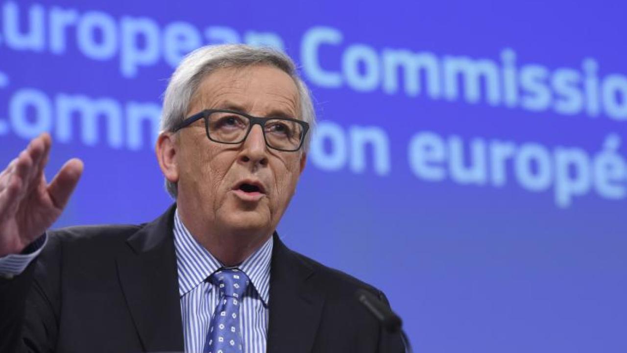EU-kommissionens ordförande Jean-Claude Juncker under årets första presskonferens.