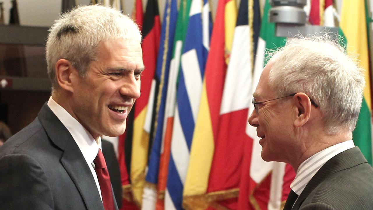 Den serbiske presidenten Boris Tadić och Europeiska rådets ordförande Herman Van Rompuy.