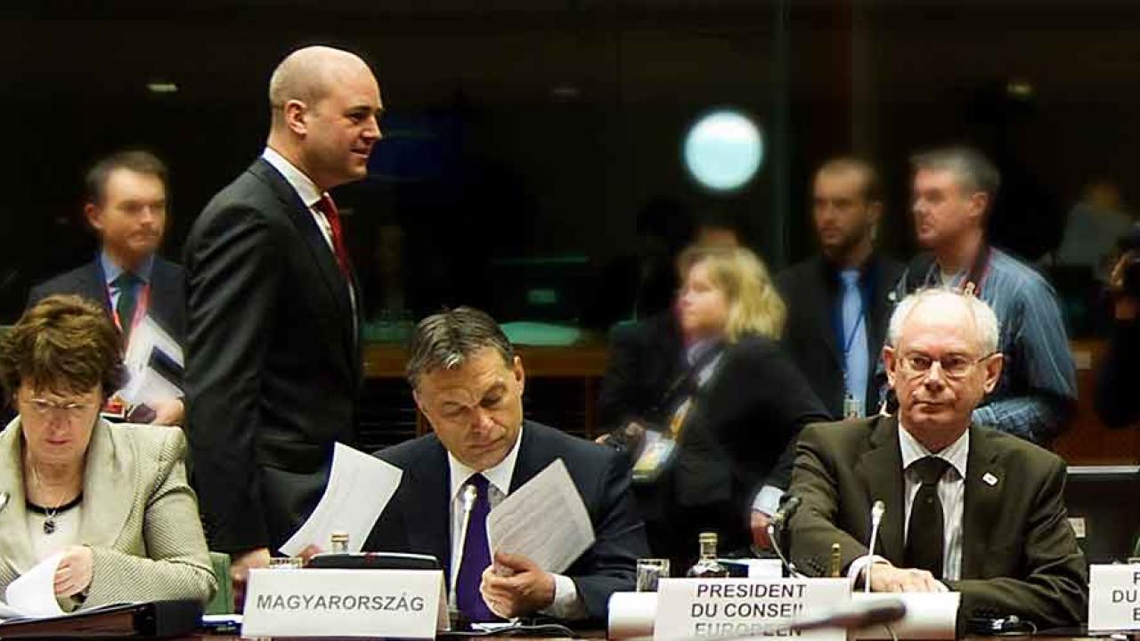 Herman Van Rompuy, till höger, leder veckans EU-toppmöte i Bryssel. Arkivbild.