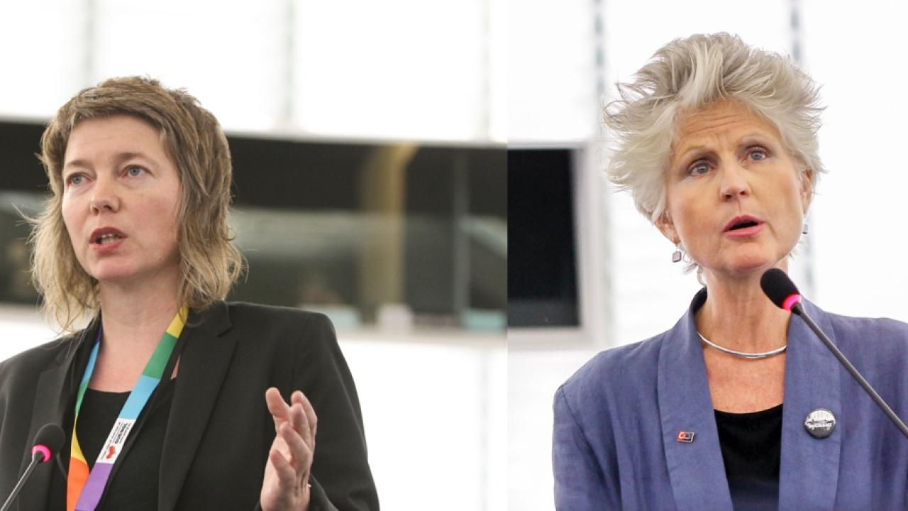 EU-parlamentarikerna Malin Björk (V) och Anna Maria Corazza Bildt (M). Arkivbild.