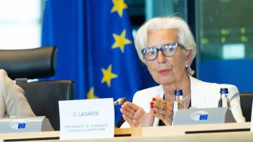 Europeiska centralbankens chef Christine Lagarde under en tidigare utfrågning i EU-parlamentets ekonomiutskott. Arkivbild.