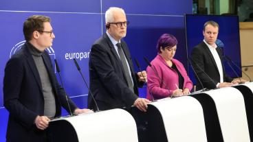 Från vänster: Moritz Körner, Petri Sarvamaa, Eider Gardiazabal och Daniel Freund.