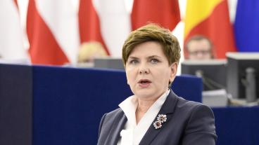 Polens premiärminister Beata Szydło i EU-parlamentet. 