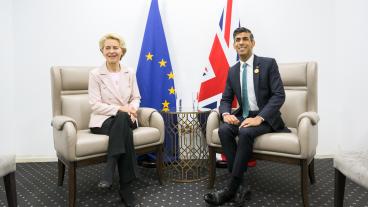EU-kommissionens ordförande Ursula von der Leyen tillsammans med Storbritanniens premiärminister Rishi Sunak. Arkivbild.