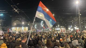 Studentprotesterna i Serbien inleddes 2024. Arkivbild.