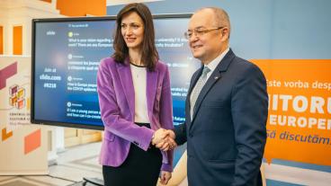 EU-kommissionär Maria Gabriel och Regionkommittéledamoten Emil Boc.