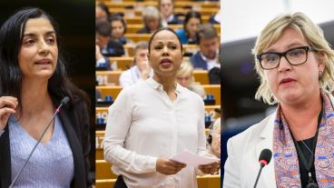 EU-parlamentarikerna Evin Incir (S), Alice Bah Kuhnke (MP) och Karin Karlsbro (L). 