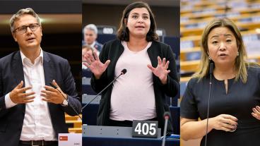EU-parlamentarikerna Johan Danielsson (S), Abir Al-Sahlani (C) och Jessica Polfjärd (M). Arkivbilder.