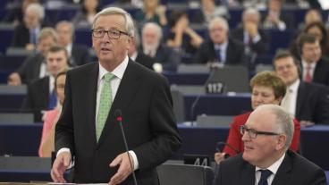 EU-kommissionens tillträdande ordförande Jean-Claude Juncker under sitt tal på onsdagen.