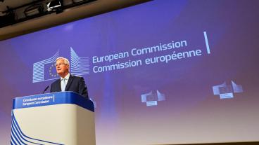 EU:s brexitförhandlare Michel Barnier vid fredagens presskonferens.