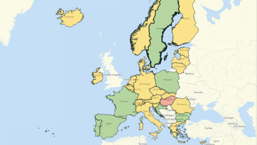 Kartan visar inreserestriktioner i EU- och Schengenländerna. En karta med smittospridningen på regionalnivå ska även publiceras. Se färgernas betydelse i faktabox nedan.