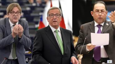 Aldes Guy Verhofstadt, Jean-Claude Juncker och S&D Gianni Pittella