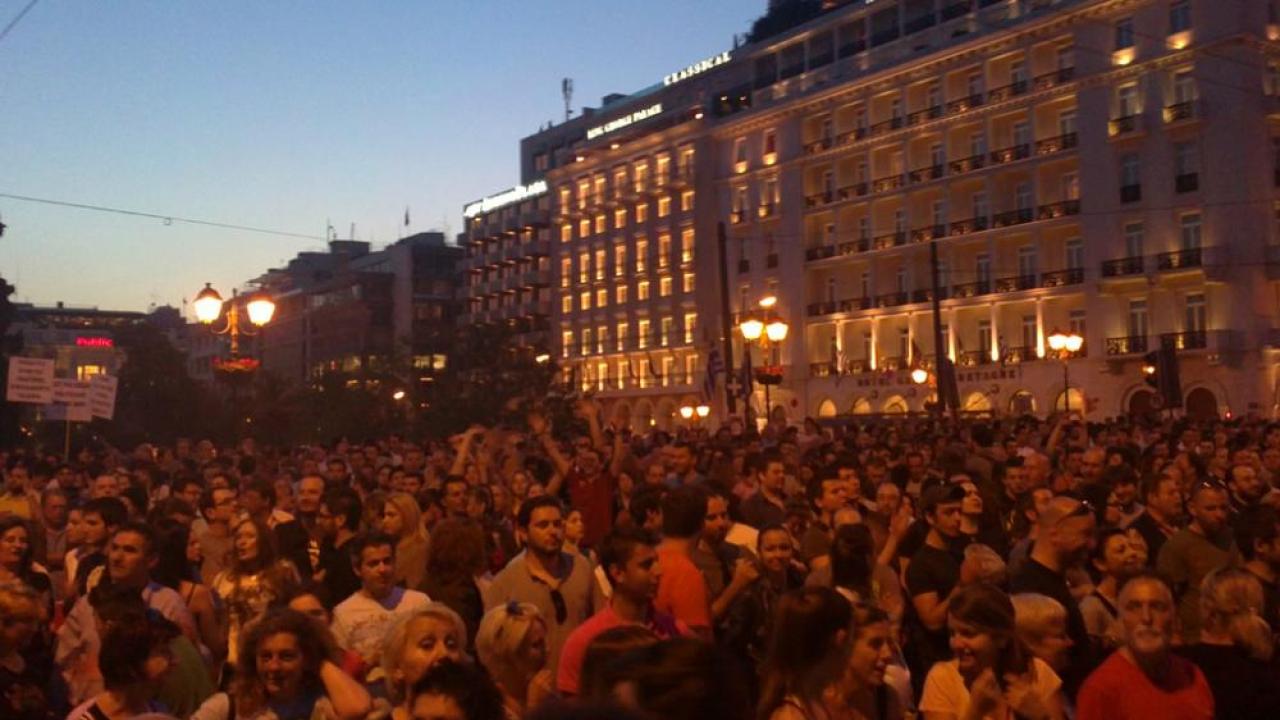 Demonstration mot nedskärningar i Grekland. Arkivbild.