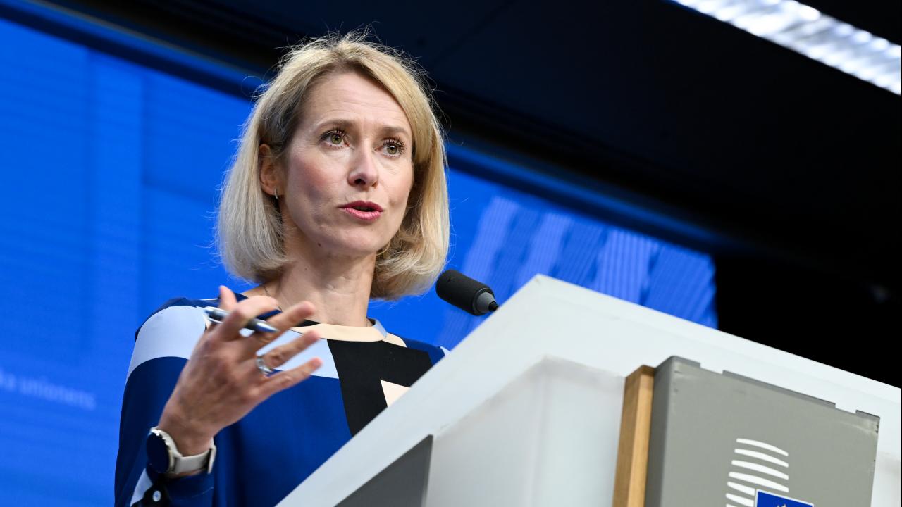 EU:s utrikesrepresentant Kaja Kallas ledde måndagens försvarsministermöte.