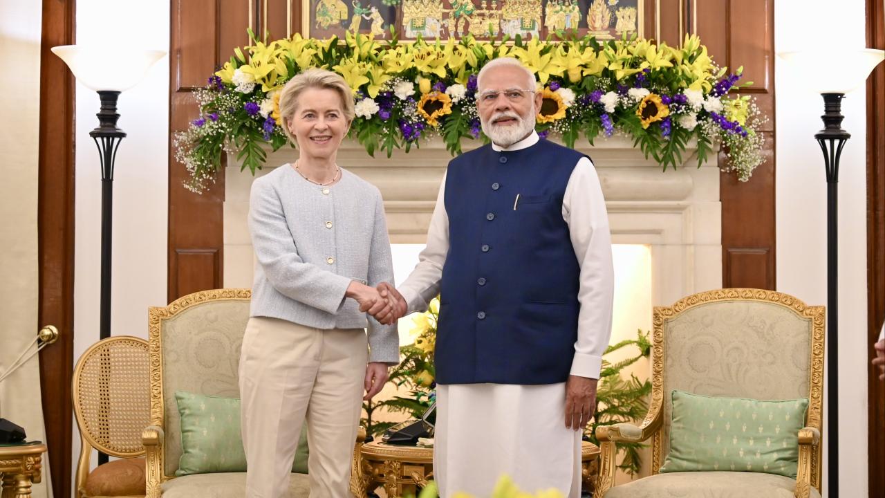 EU-kommissionens ordförande Ursula von der Leyen och Indiens premiärminster Narendra Modi hoppas på ett frihandelsavtal.