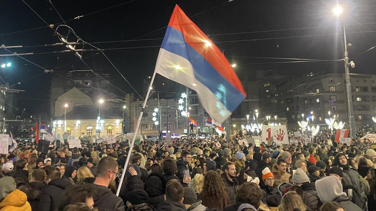 Studentprotesterna i Serbien inleddes 2024. Arkivbild.