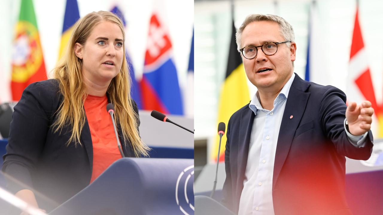 EU-parlamentarikerna Emma Wiesner (C) och Johan Danielsson (S). Arkivbilder.