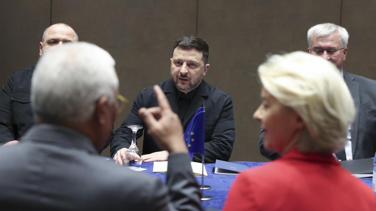 Ukrainas president Volodymyr Zelenskyj deltog på toppmötets första dag. 