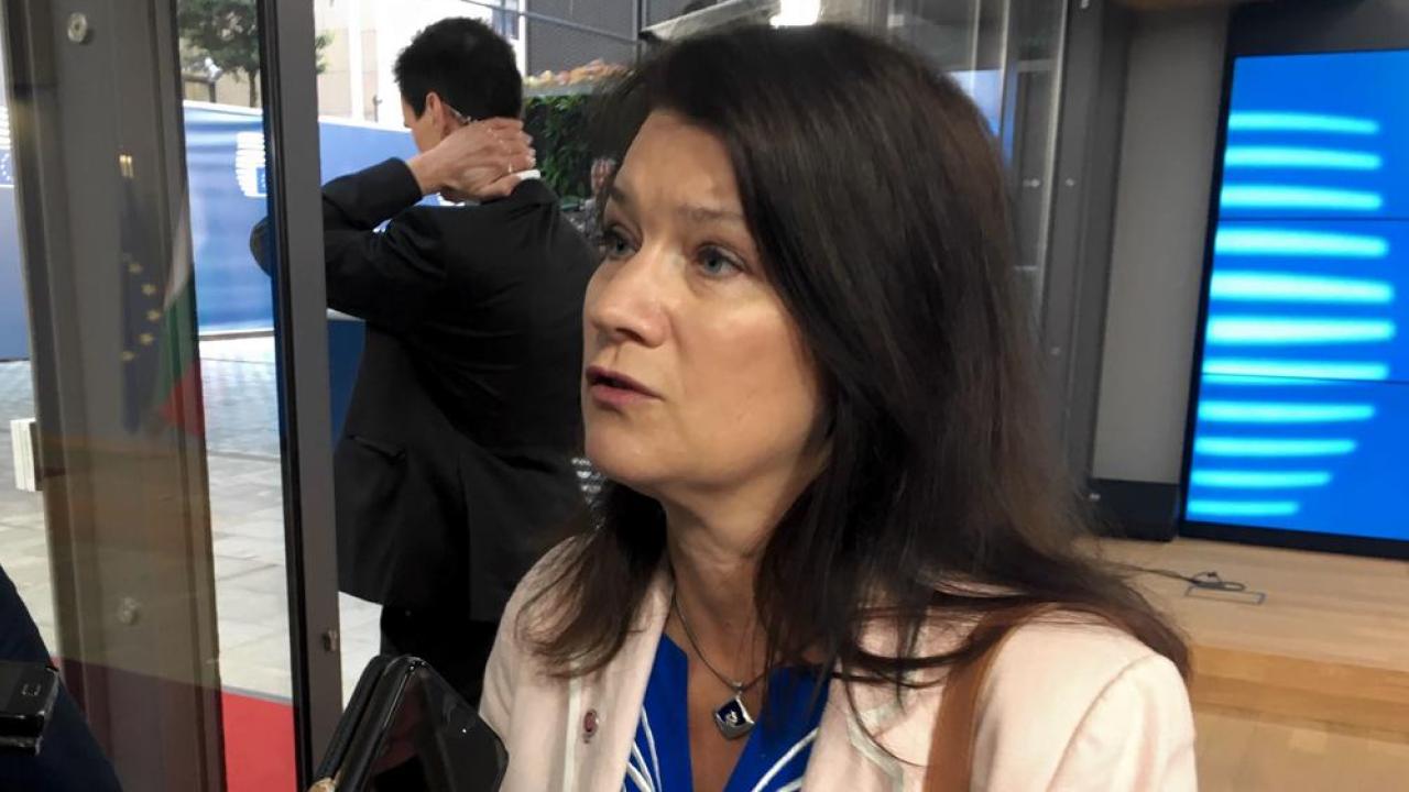 EU- och handelsminister Ann Linde (S) i Bryssel på tisdagen.