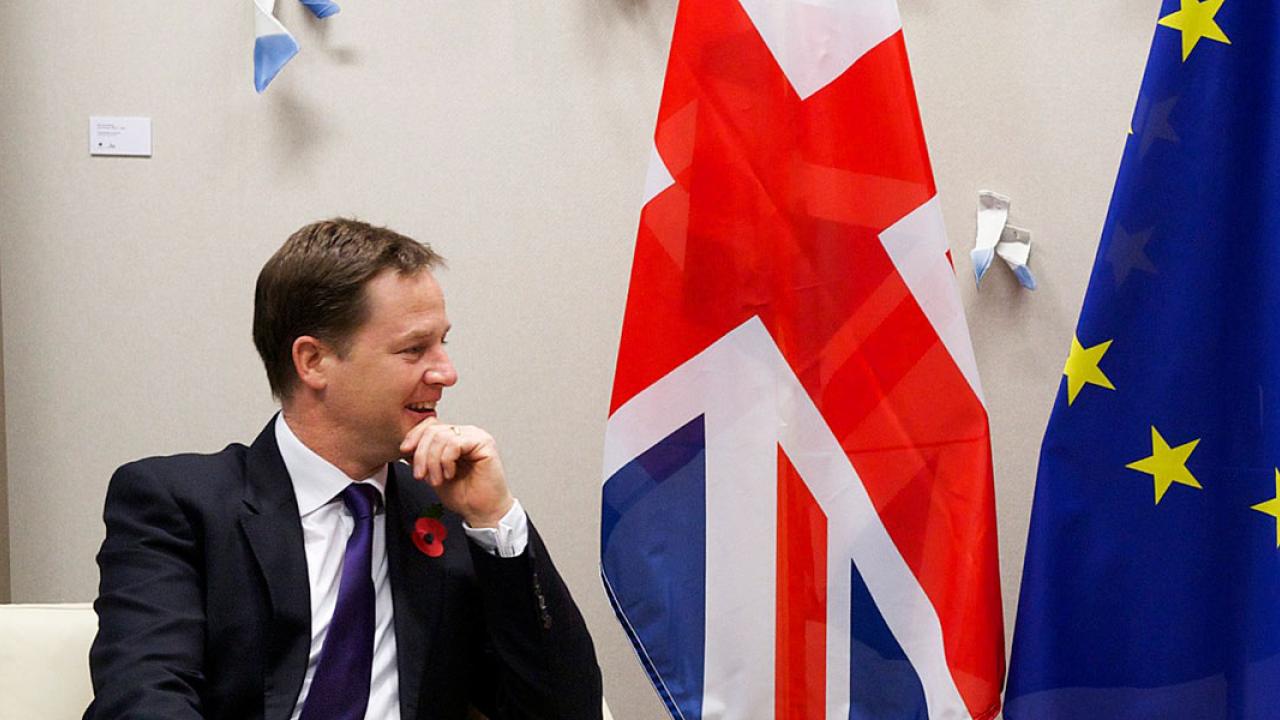 Den brittiske liberale koalitionsledaren Nick Clegg är EU-förespråkare. Arkivbild.