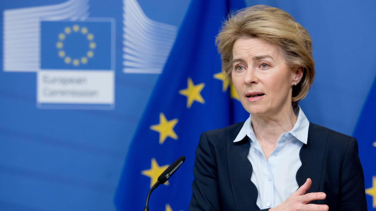 Ursula von der Leyen vädjade på söndagskvällen att EU:s inre marknad ska hålla sin takt. 