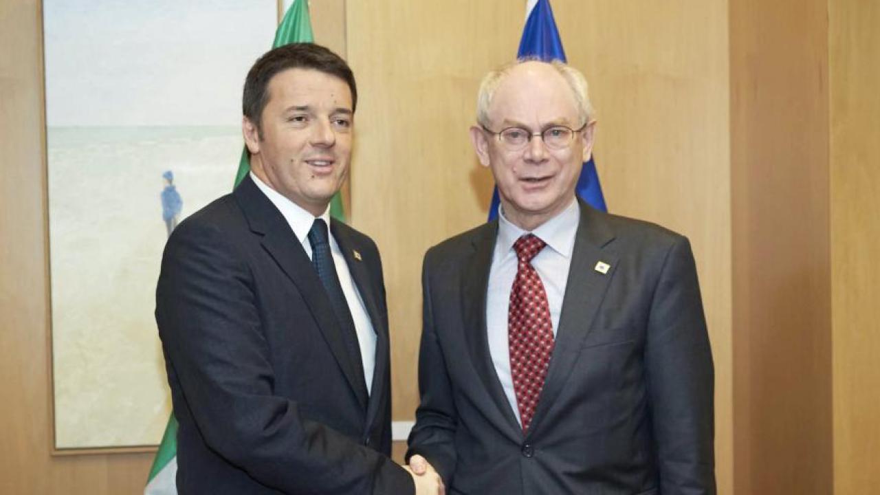 Matteo Renzi och Herman Van Rompuy. Arkivbild.
