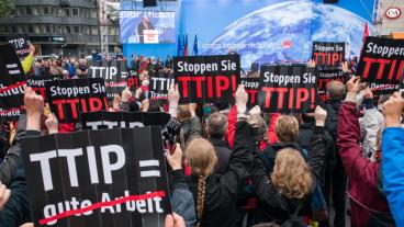 Tyska demonstranter mot TTIP.