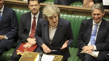 Storbritanniens premiärminister Theresa May talar i underhuset. Arkivbild.