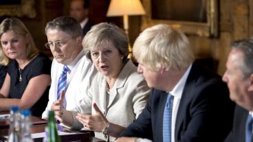 Storbritanniens premiärminister Theresa May i regeringsmöte. Arkivbild.