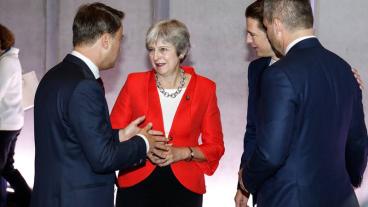 Luxemburgs premiärminister Xavier Bettel, tillsammans med Storbritanniens premiärminister Theresa May, Österrikes förbundskansler Sebastian Kurz och Slovakiens premiärminister Peter Pellegrini.