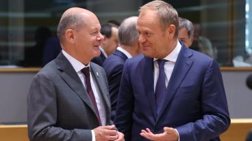Tysklands förbundskansler Olaf Scholz och Polens premiärminister Donald Tusk träffas i dag tisdag i Warszawa. Arkivbild.