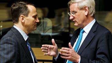 Den polske utrikesministern Radek Sikorski och hans svenske motsvarighet Carl Bildt har samarbetat under en lång tid tillbaka. Arkivbild.
