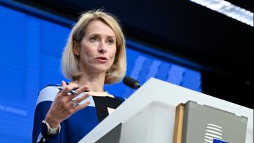 EU:s utrikesrepresentant Kaja Kallas ledde måndagens försvarsministermöte.