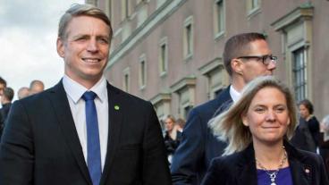 Finansmarknadsminister Per Bolund (MP) och finansminister Magdalena Andersson (S). 