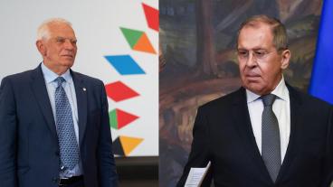 EU:s utrikeschef Josep Borrell och Rysslands utrikesminister Sergej Lavrov. 