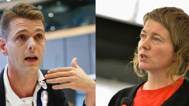 Christofer Fjellner (M) och Malin Björk (V).