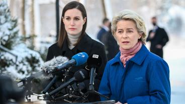"EU arbetar med att samordna svaren till Ryssland", sade EU-kommissionens ordförande Ursula von der Leyen på en gemensam pressträff med den finska premiärministern Sanna Marin den 3 februari. 